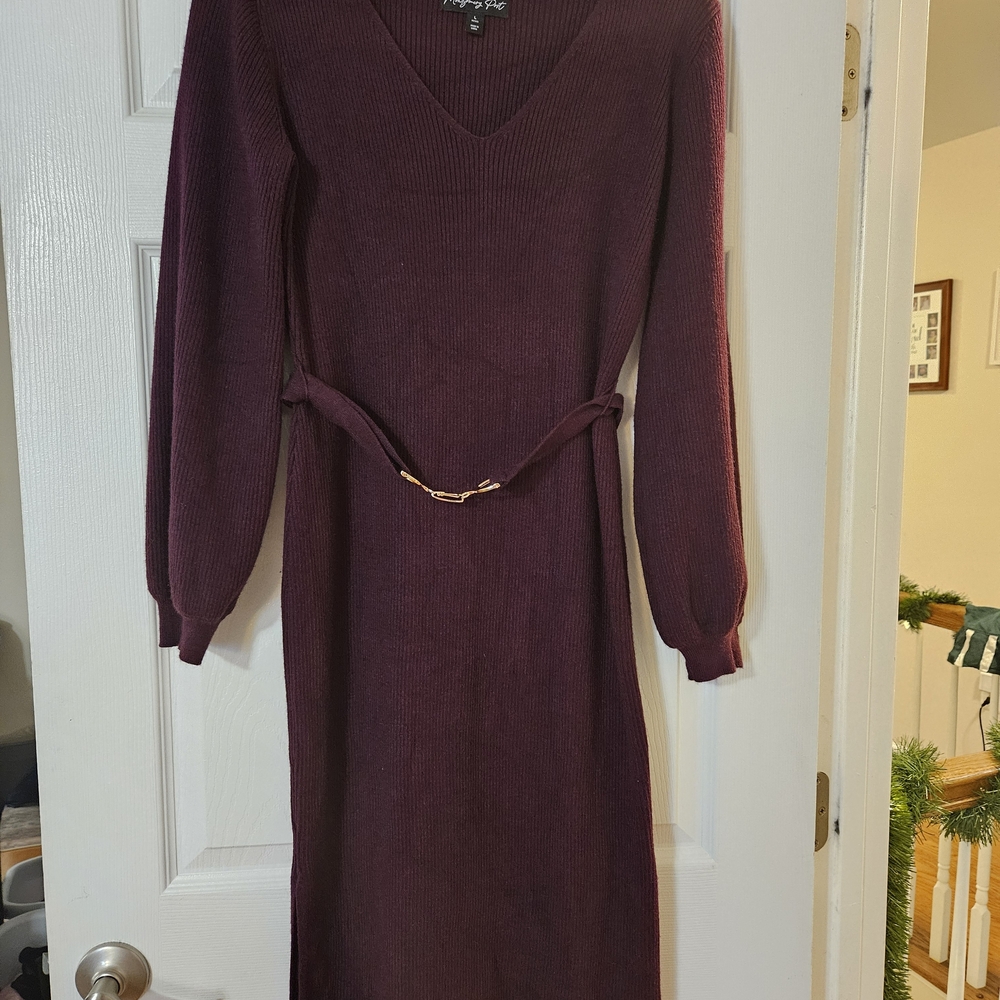 Elegant Plum Knit Dress Size LP